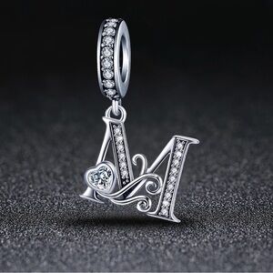 Silver Letter Charm Fit for Pandora Charms Bracelet Alphabet Initial Dangle